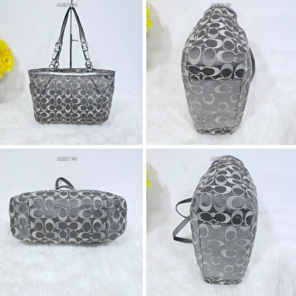 Coach Gallery East West tote bag with signature monogram print in gray and silve - Picture 16 of 16